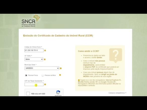 Como Emitir o CCIR – Certificado de Cadastro de Imóvel Rural