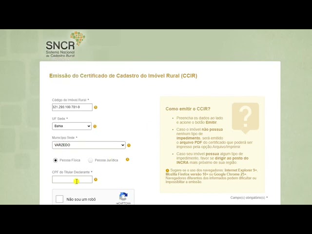 Como Emitir o CCIR – Certificado de Cadastro de Imóvel Rural