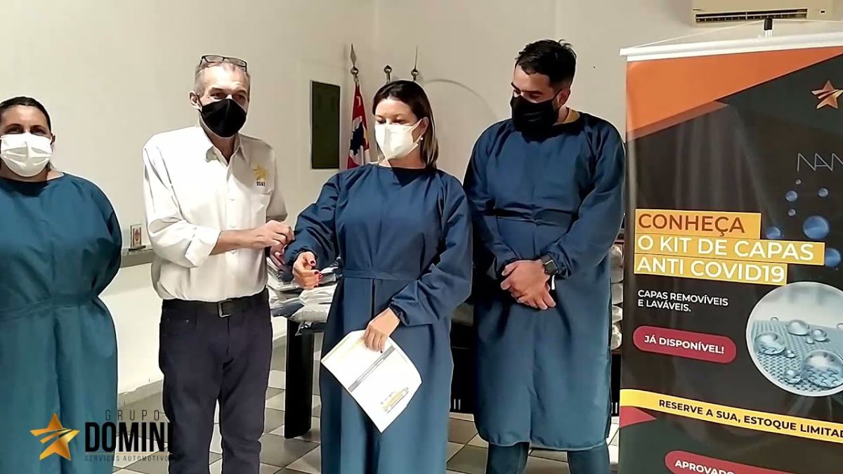 DOAÇÃO CAPAS ANTI COVID19 PARA SÃO LOURENÇO DA SERRA – GRUPO DOMINI