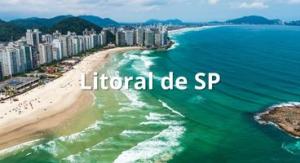 Imagem exibe o mar do Guarujá no Litoral de SP